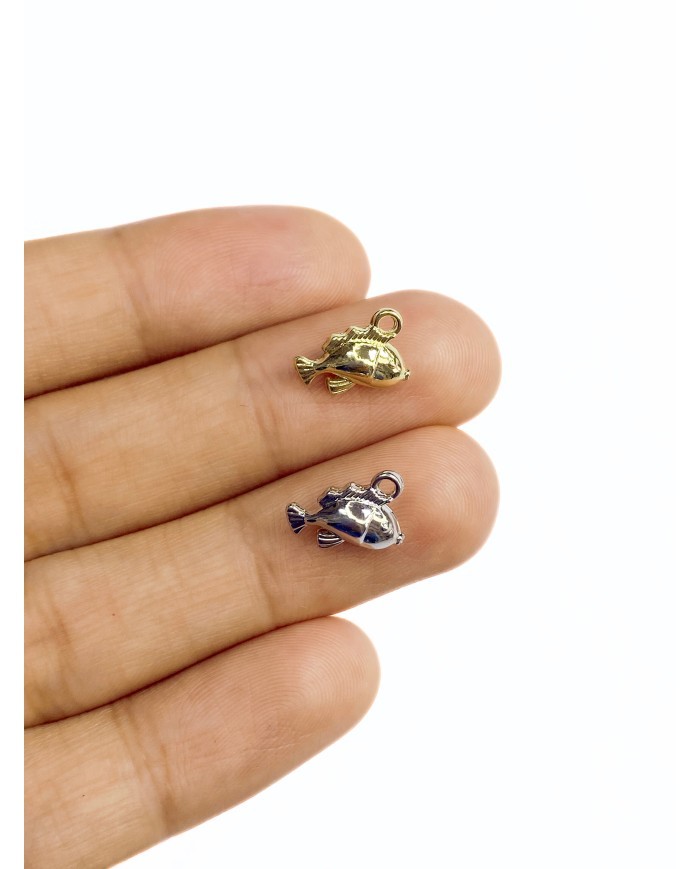 Pirinç Zirkon Mineli Balık Kolye Bileklik Ucu Charm Altın 1 Adet