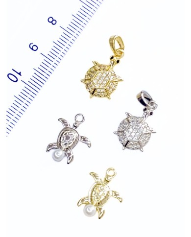 Pirinç Zirkon Taşlı Kaplumbağa Bileklik Ucu Charm Altın 1 Adet