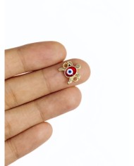 Pirinç Zirkon Mineli Kaplumbağa Bileklik Ucu Charm Kırmızı 1 Adet