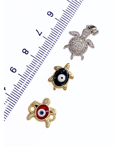 Pirinç Zirkon Mineli Kaplumbağa Bileklik Ucu Charm Yeşil 1 Adet