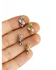 Pirinç Zirkon Taşlı Deniz Atı Bileklik Ucu Charm Gümüş 1 Adet