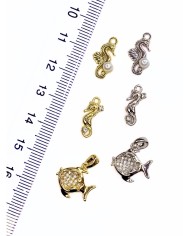 Pirinç Zirkon Taşlı Deniz Atı Bileklik Ucu Charm Gümüş 1 Adet