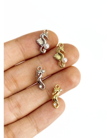 Pirinç Zirkon Taşlı Deniz Atı Bileklik Ucu Charm Altın 1 Adet