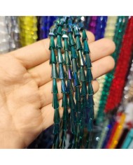 6x12mm İpe Dizili Deve Tabanı Huni Kristal Boncuk Mat Yeşil - 1 Dizi