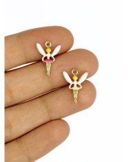 Pirinç Zirkon Mineli Balerin Kolye Bileklik Ucu Charm Pembe 1 Adet