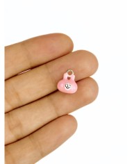 Pirinç Zirkon Mineli Sevimli Ayı Figürlü Kolye Bileklik Ucu Charm Pembe 1 Adet