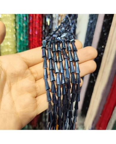 6x12mm İpe Dizili Deve Tabanı Huni Kristal Boncuk Mat Lacivert- 1 Dizi