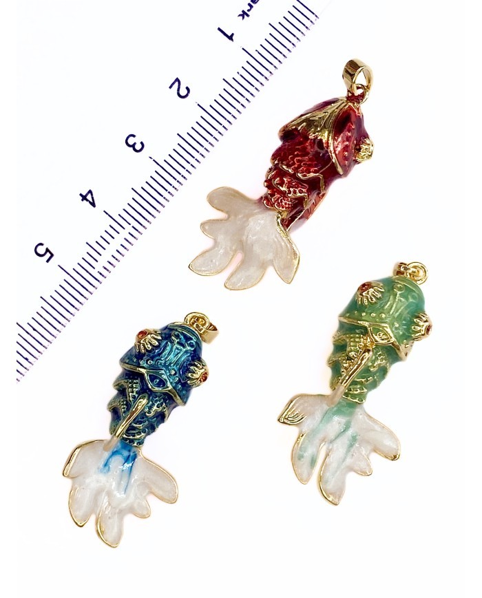 Pirinç Zirkon Mineli Balık Kolye Bileklik Ucu Charm Yeşil 1 Adet