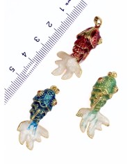 Pirinç Zirkon Mineli Balık Kolye Bileklik Ucu Charm Yeşil 1 Adet