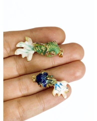 Pirinç Zirkon Mineli Balık Kolye Bileklik Ucu Charm Mavi 1 Adet