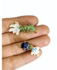 Pirinç Zirkon Mineli Balık Kolye Bileklik Ucu Charm Mavi 1 Adet