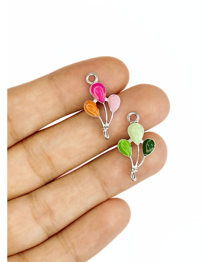 Pirinç Zirkon Mineli Balon Kolye Bileklik Ucu Charm Pembe 1 Adet