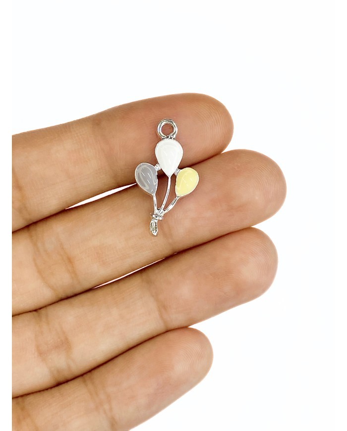 Pirinç Zirkon Mineli Balon Kolye Bileklik Ucu Charm Gri Beyaz Sarı 1 Adet