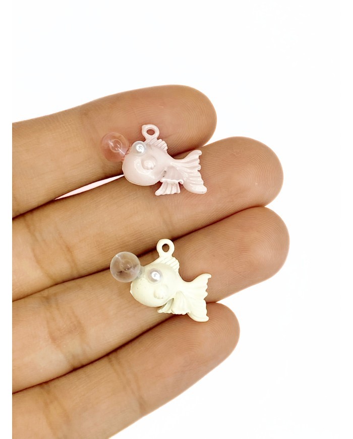 Pirinç Zirkon Mineli Balon Balığı Kolye Bileklik Ucu Charm Sarı 1 Adet