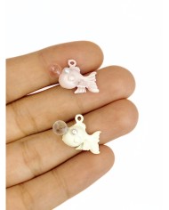 Pirinç Zirkon Mineli Balon Balığı Kolye Bileklik Ucu Charm Sarı 1 Adet