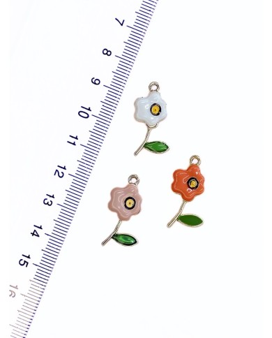 Pirinç Zirkon Mineli Çiçek Kolye Bileklik Ucu Charm Mavi 1 Adet