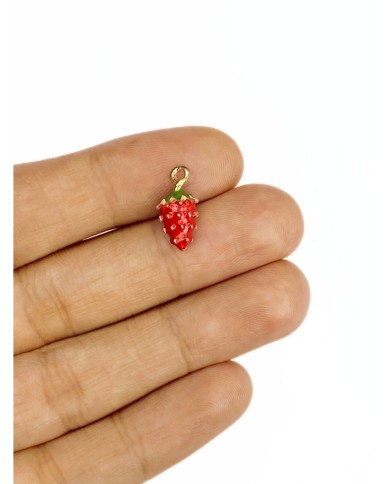 Pirinç Zirkon Mineli Çilek Kolye Bileklik Ucu Charm 1 Adet