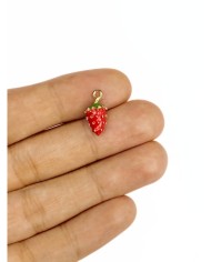 Pirinç Zirkon Mineli Çilek Kolye Bileklik Ucu Charm 1 Adet