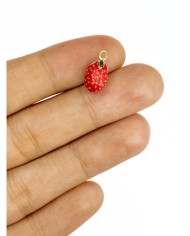 Pirinç Zirkon Mineli Çilek Kolye Bileklik Ucu Charm 1 Adet
