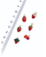 Pirinç Zirkon Mineli Çilek Kolye Bileklik Ucu Charm 1 Adet