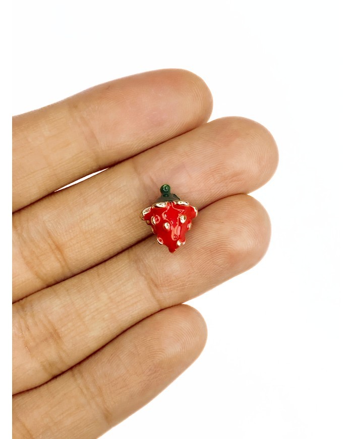 Pirinç Zirkon Mineli Çilek Kolye Bileklik Ucu Charm 1 Adet