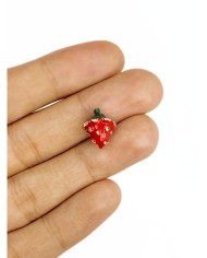 Pirinç Zirkon Mineli Çilek Kolye Bileklik Ucu Charm 1 Adet