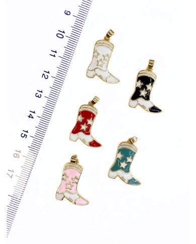 Pirinç Zirkon Mineli Kovboy Çizmesi Kolye Bileklik Ucu Charm Kırmızı 1 Adet