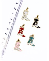 Pirinç Zirkon Mineli Kovboy Çizmesi Kolye Bileklik Ucu Charm Yeşil 1 Adet