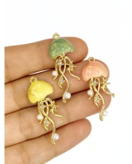 Pirinç Zirkon Mineli Deniz Anası Kolye Bileklik Ucu Charm Pembe 1 Adet