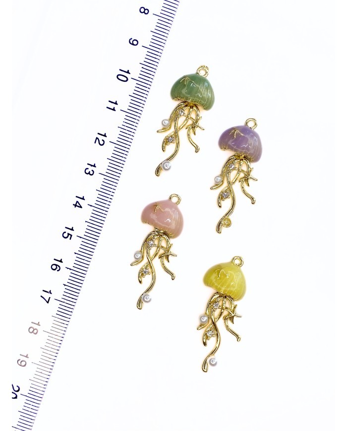 Pirinç Zirkon Mineli Deniz Anası Kolye Bileklik Ucu Charm Pembe 1 Adet