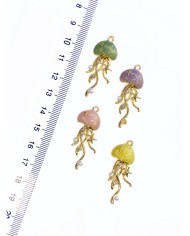 Pirinç Zirkon Mineli Deniz Anası Kolye Bileklik Ucu Charm Sarı 1 Adet