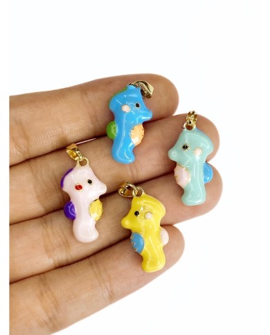 Pirinç Zirkon Mineli Deniz Atı Seramik Porselen Kolye Bileklik Ucu Charm Sarı 1 Adet