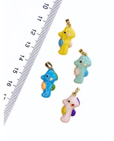 Pirinç Zirkon Mineli Deniz Atı Seramik Porselen Kolye Bileklik Ucu Charm Sarı 1 Adet