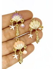 Pirinç Zirkon Mineli Sallantılı Deniz Kabuğu Kolye Bileklik Ucu Charm Pembe 1 Adet