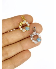 Pirinç Zirkon Taşlı Deniz Yıldızı ve Deniz Kabuklu Kolye Bileklik Ucu Charm Gümüş 1 Adet