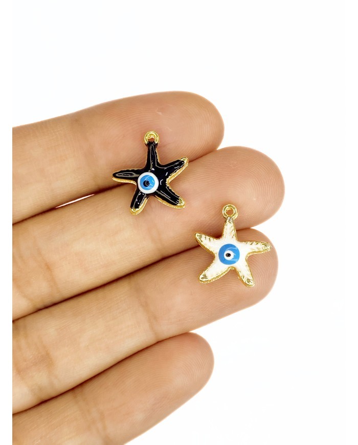 Pirinç Zirkon Mineli Deniz Yıldızı Kolye Bileklik Ucu Charm Siyah 1 Adet