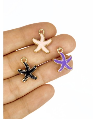 Pirinç Zirkon Mineli Deniz Yıldızı Kolye Bileklik Ucu Charm Mor 1 Adet