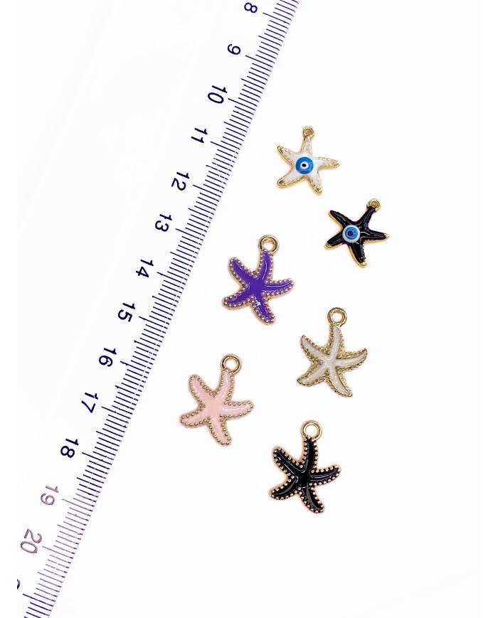 Pirinç Zirkon Mineli Deniz Yıldızı Kolye Bileklik Ucu Charm Mor 1 Adet