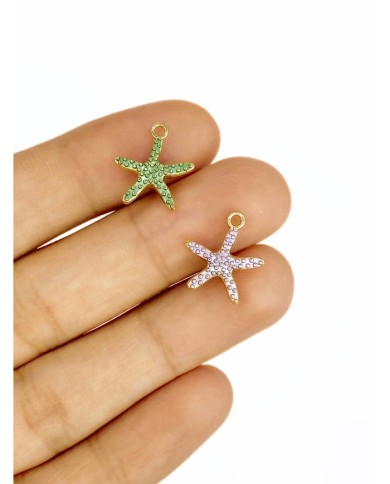 Pirinç Zirkon Mineli Deniz Yıldızı Kolye Bileklik Ucu Charm Yeşil 1 Adet