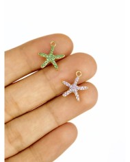 Pirinç Zirkon Mineli Deniz Yıldızı Kolye Bileklik Ucu Charm Yeşil 1 Adet
