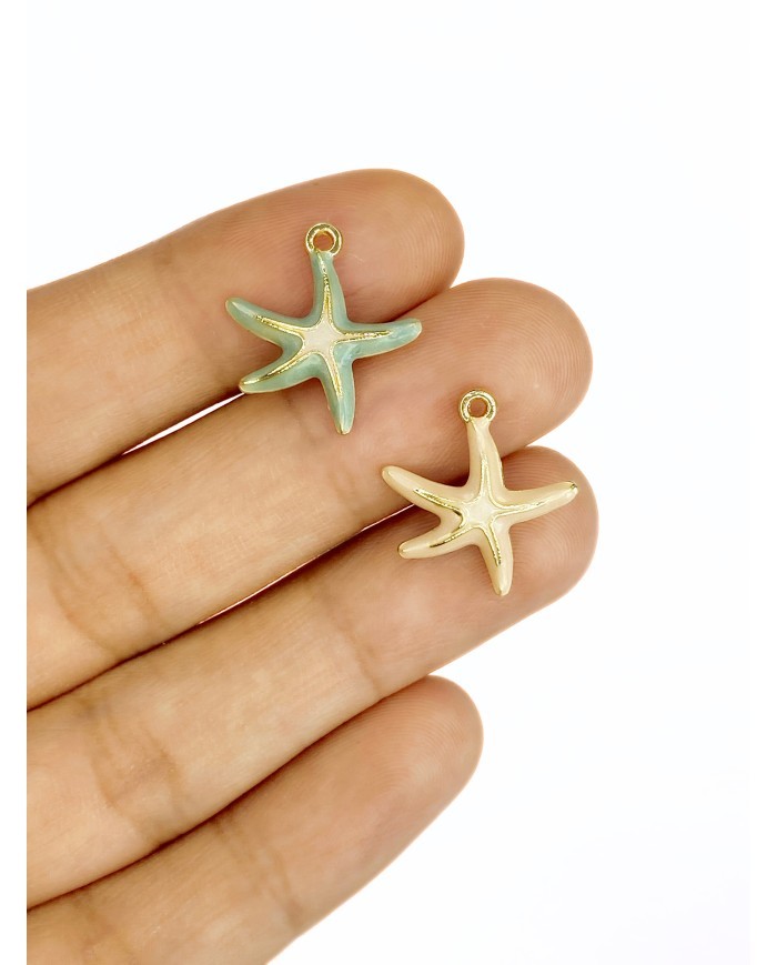 Pirinç Zirkon Mineli Deniz Yıldızı Kolye Bileklik Ucu Charm Yeşil 1 Adet