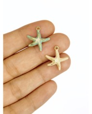 Pirinç Zirkon Mineli Deniz Yıldızı Kolye Bileklik Ucu Charm Yeşil 1 Adet