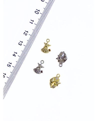 Pirinç Zirkon Mineli Deniz Yıldızı ve Deniz Kabuklu Kolye Bileklik Ucu Charm Altın 1 Adet