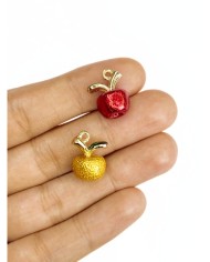 Pirinç Zirkon Mineli Elma Kolye Bileklik Ucu Charm Sarı 1 Adet