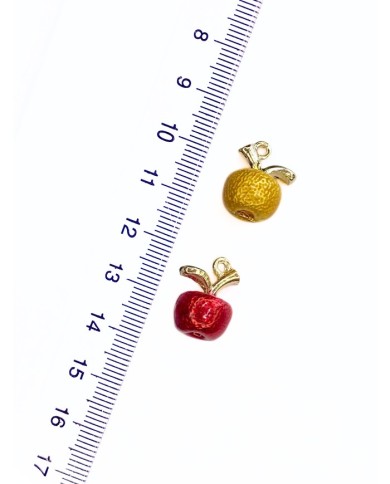 Pirinç Zirkon Mineli Elma Kolye Bileklik Ucu Charm Sarı 1 Adet