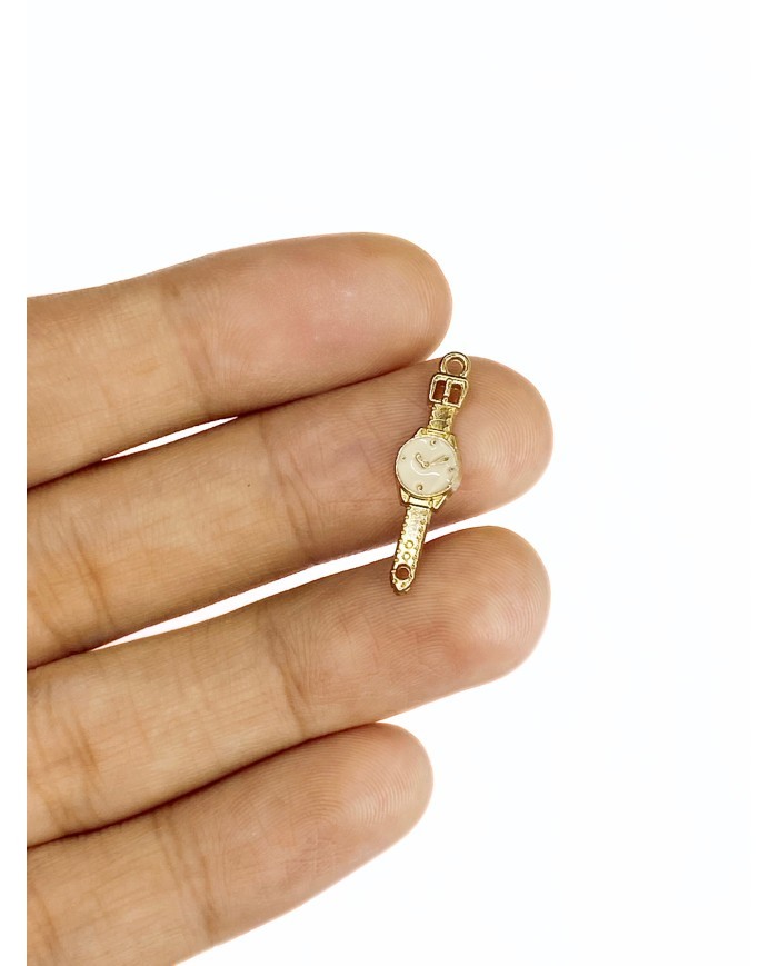 Pirinç Zirkon Mineli Saat Kolye Bileklik Ucu Charm 1 Adet