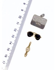 Pirinç Zirkon Mineli Saat Kolye Bileklik Ucu Charm 1 Adet