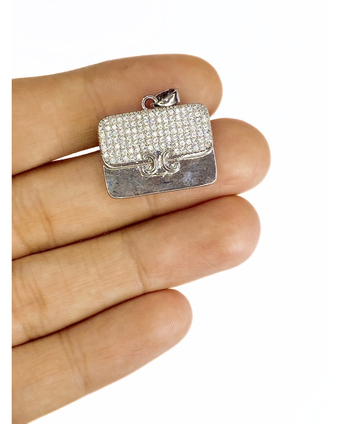 Pirinç Zirkon Taşlı Çanta Kolye Bileklik Ucu Charm 1 Adet