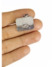 Pirinç Zirkon Taşlı Çanta Kolye Bileklik Ucu Charm 1 Adet