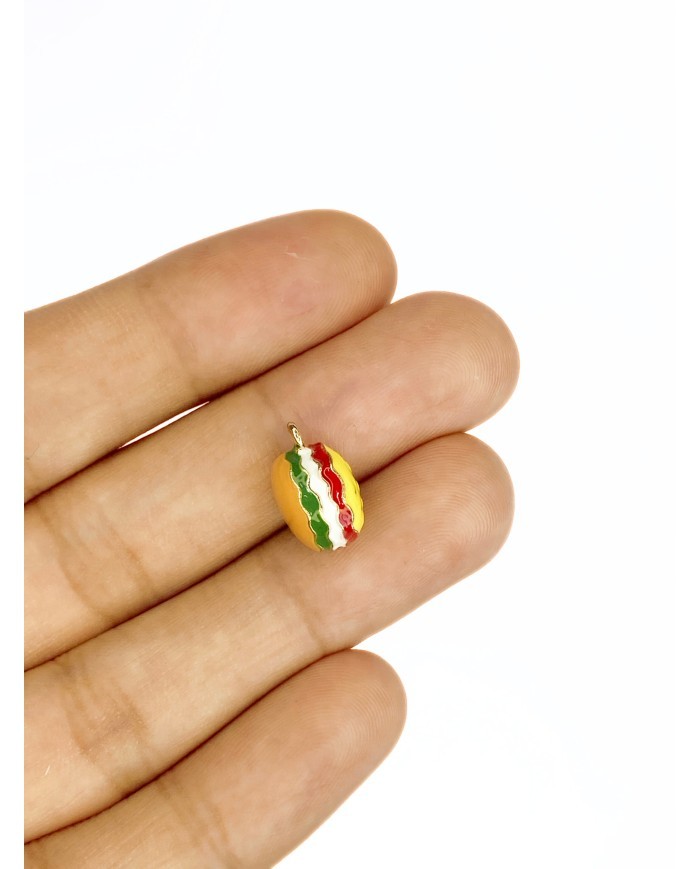 Pirinç Zirkon Mineli Hamburger Kolye Bileklik Ucu Charm 1 Adet